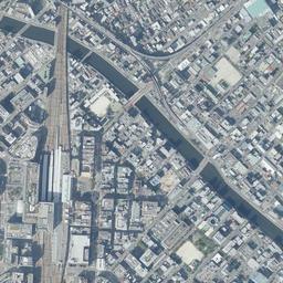 キャナルシティ博多 (カネボウ工場跡)周辺の現在の空中写真