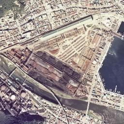 釜石駅前 (製鉄所跡)周辺の 1974〜1978 年の空中写真