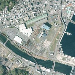 釜石駅前 (製鉄所跡)周辺の現在の空中写真