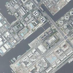 大川端リバーシティ21周辺の現在の空中写真