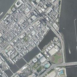 大川端リバーシティ21周辺の現在の空中写真