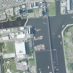 夢の島・新木場周辺の現在の空中写真
