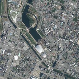富山駅北 (富岩運河環水公園)周辺の現在の空中写真
