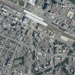富山駅北 (富岩運河環水公園)周辺の現在の空中写真