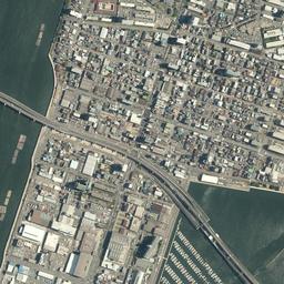 宇品・広島港地区周辺の現在の空中写真