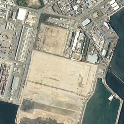 宇品・広島港地区周辺の現在の空中写真