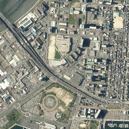 宇品・広島港地区周辺の現在の空中写真