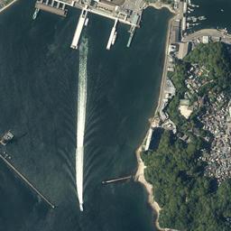 宇品・広島港地区周辺の現在の空中写真