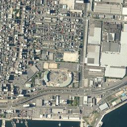 宇品・広島港地区周辺の現在の空中写真